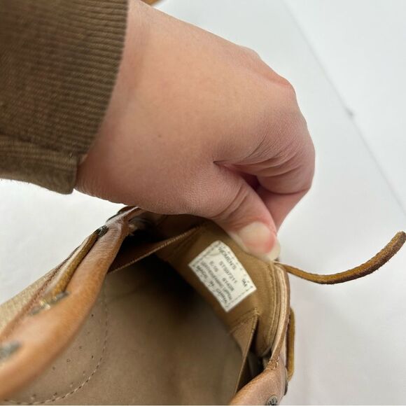 Stylish Tan Boat Shoes with Gold Accents - Picture 9 of 11